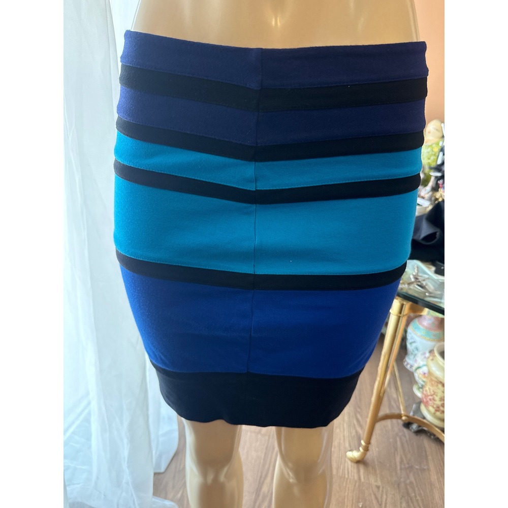 Express Blue‎ Navy Black Colorblock Bandage Bodycon Mini Skirt Size 0